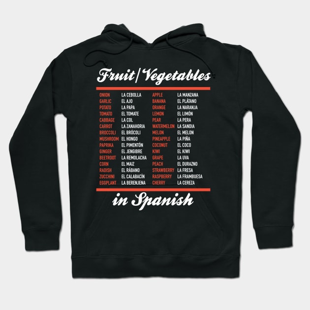 Veggies In Spanish Hoodie by Hidden Verb